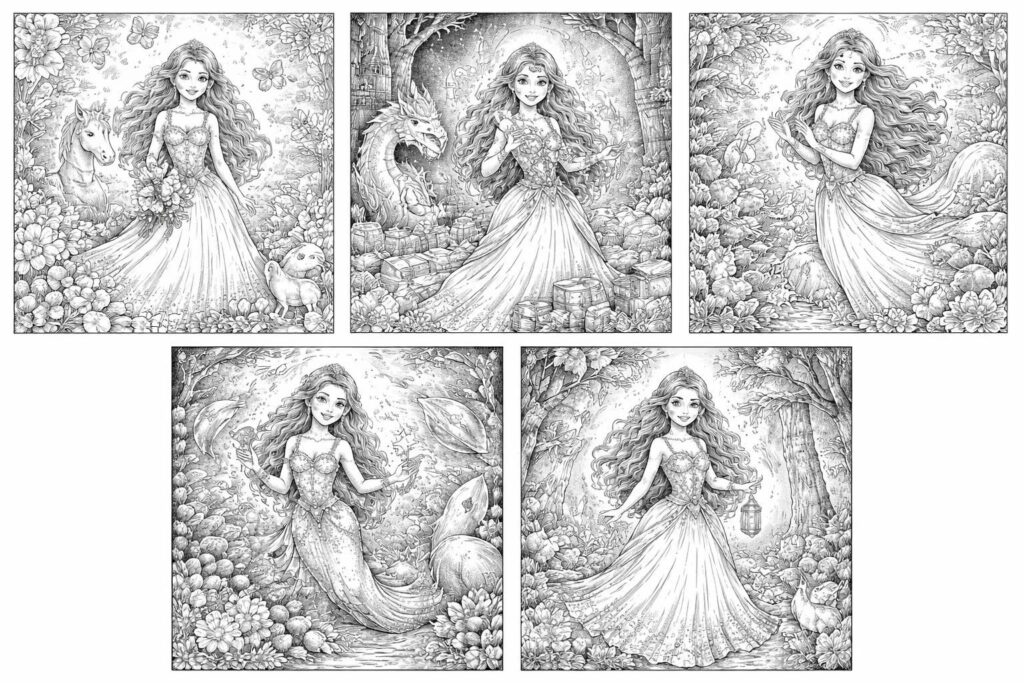 découvrez 5 thèmes imaginatifs de coloriages à imprimer mettant en scène une princesse, parfaits pour divertir et émerveiller les enfants.
