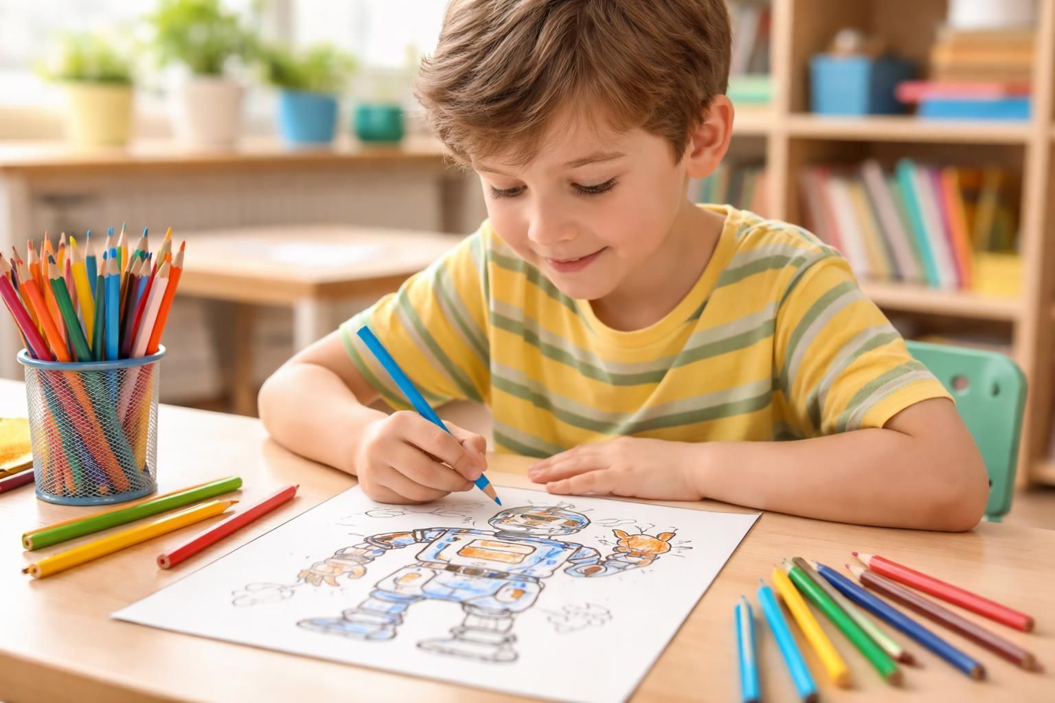 découvrez les bienfaits insoupçonnés du coloriage d'un robot comme activité éducative, favorisant la créativité, la concentration et l'apprentissage ludique chez les enfants.