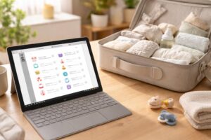 découvrez notre check-list complète pour la valise maternité de votre bébé, spécialement conçue pour être consultée sur votre tablette tactile microsoft surface.